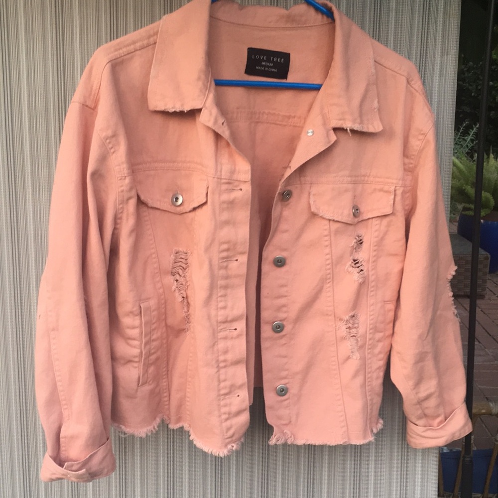 Distressed jean jacket
